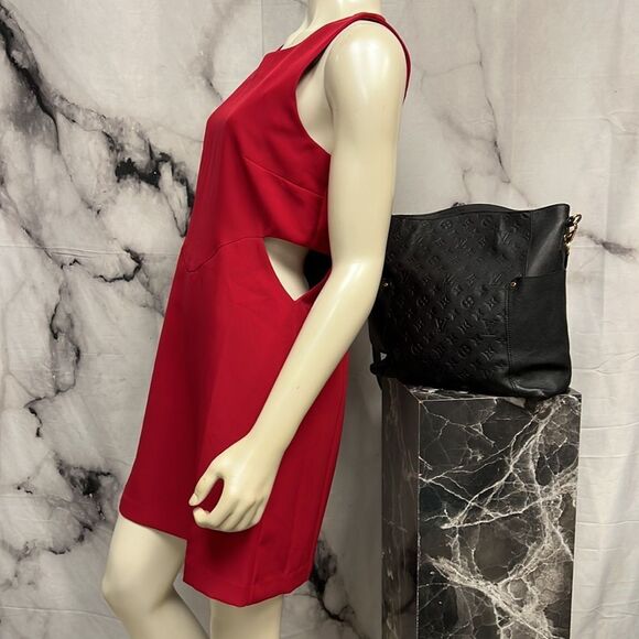 Anthropologie red mid length dress with side cut outs - Picture 3 of 9